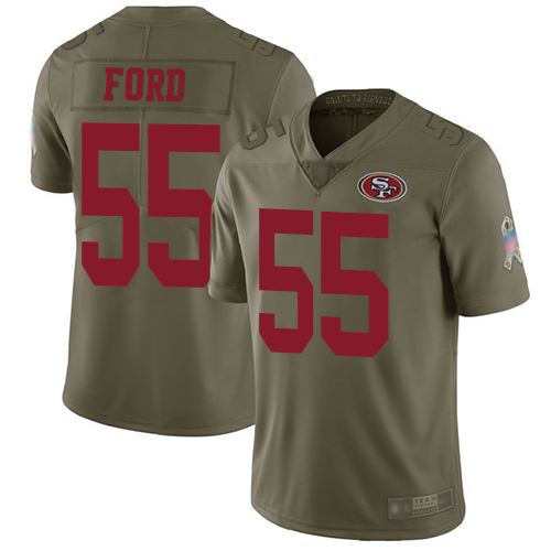 San Francisco 49ers Limited Olive Men Dee Ford NFL Jersey #55 2017 Salute to Service->youth nfl jersey->Youth Jersey